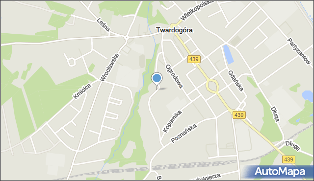 Twardogóra, Krzywa, mapa Twardogóra