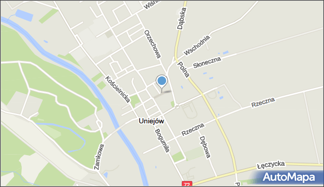 Uniejów, Krótka, mapa Uniejów