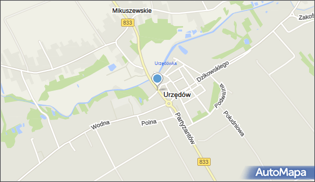 Urzędów, Krótka, mapa Urzędów