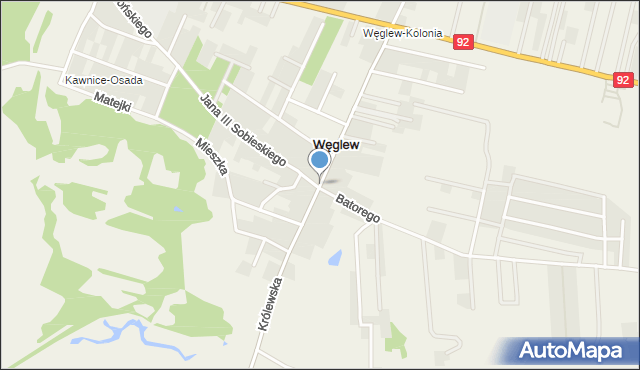 Węglew, Królewska, mapa Węglew