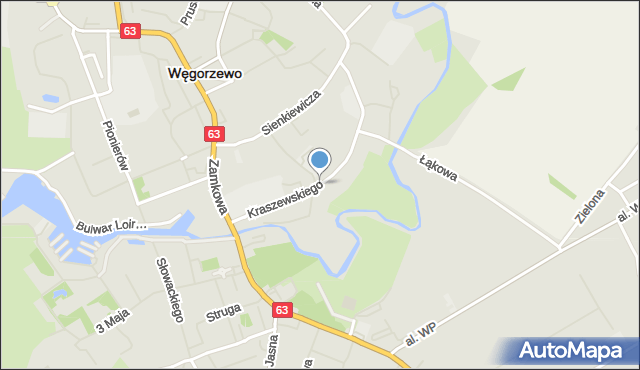 Węgorzewo, Kraszewskiego Józefa Ignacego, mapa Węgorzewo