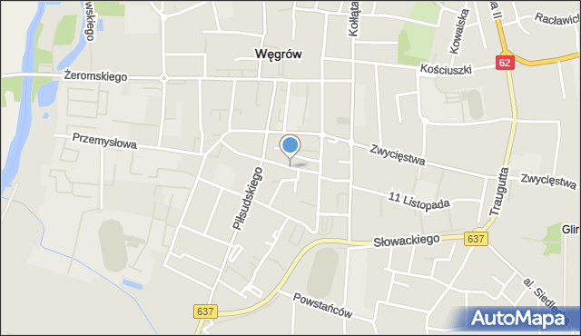 Węgrów, Krasińskiego Zygmunta, mapa Węgrów