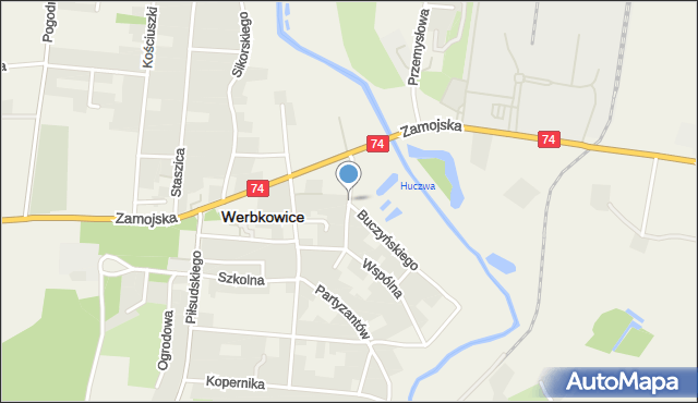 Werbkowice, Kryształowa, mapa Werbkowice