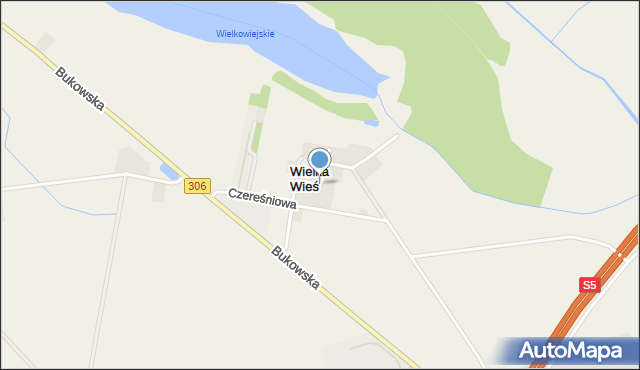 Wielka Wieś gmina Stęszew, Kręta, mapa Wielka Wieś gmina Stęszew