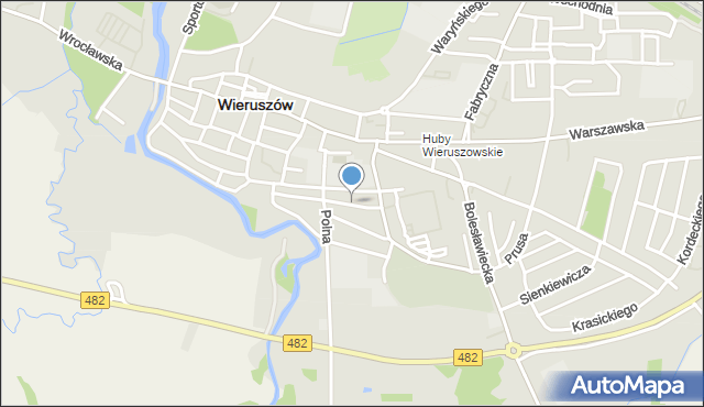 Wieruszów, Krótka, mapa Wieruszów