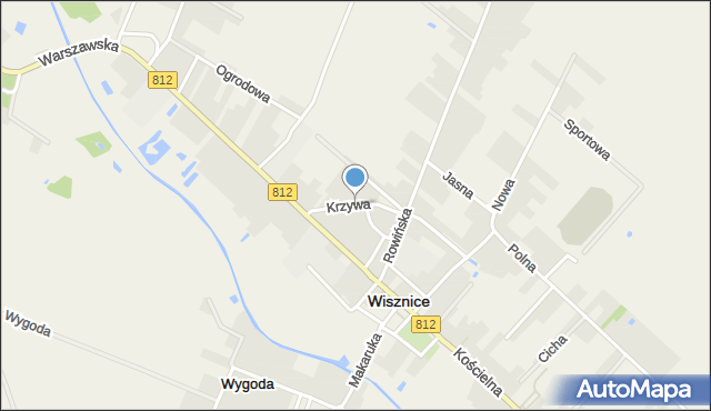 Wisznice, Krzywa, mapa Wisznice