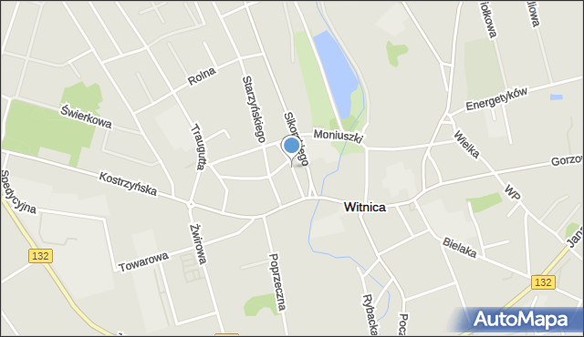 Witnica powiat gorzowski, Krótka, mapa Witnica powiat gorzowski