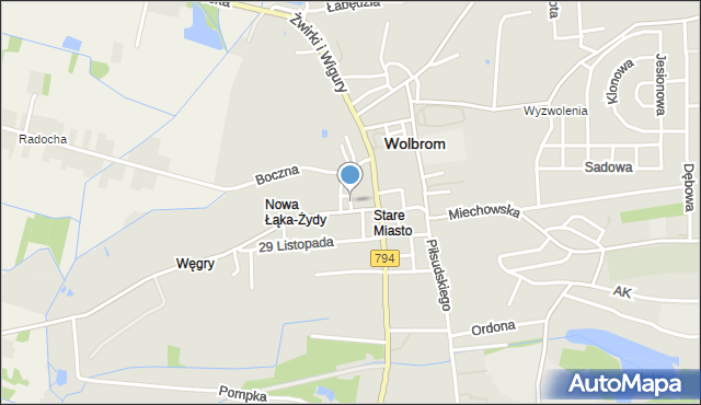 Wolbrom, Krótka, mapa Wolbrom