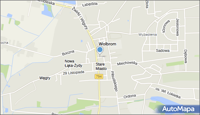 Wolbrom, Krzywa, mapa Wolbrom