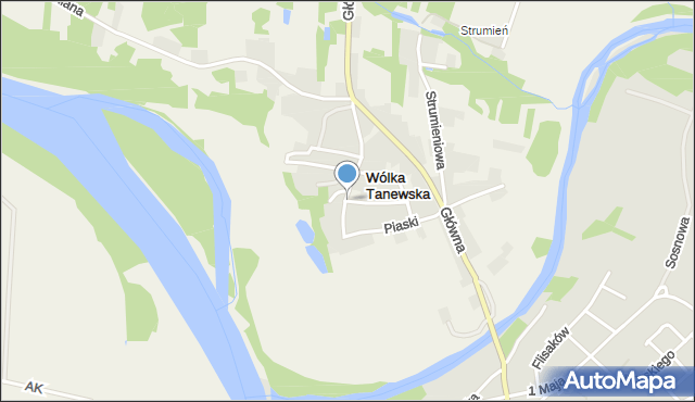 Wólka Tanewska, Kręta, mapa Wólka Tanewska