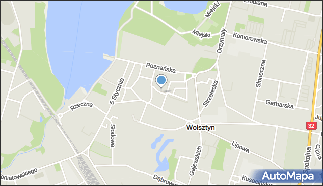 Wolsztyn, Krzywa, mapa Wolsztyn