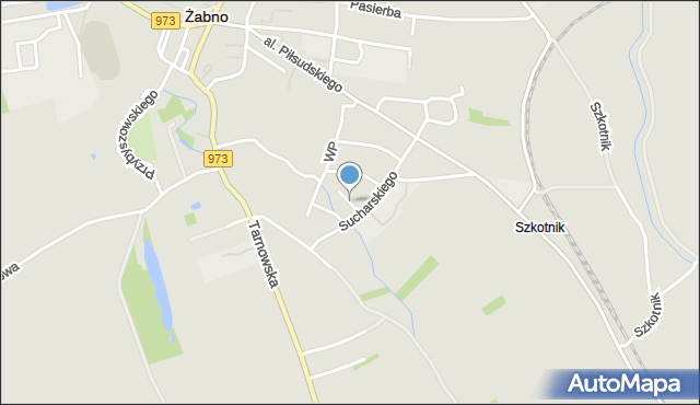 Żabno powiat tarnowski, Krasińskiego, mapa Żabno powiat tarnowski