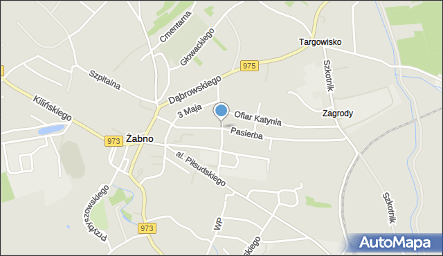 Żabno powiat tarnowski, Królowej Jadwigi, mapa Żabno powiat tarnowski