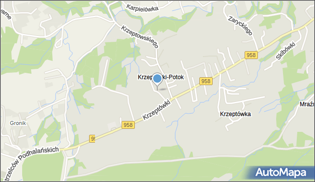 Zakopane, Krzeptówki Boczne, mapa Zakopanego