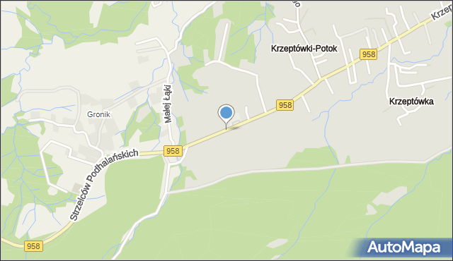 Zakopane, Krzeptówki Potok, mapa Zakopanego