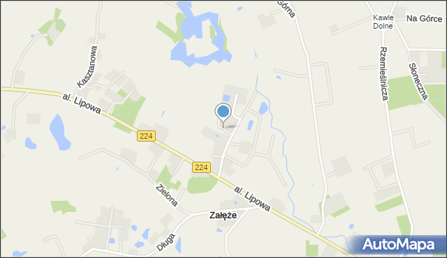 Załęże gmina Przodkowo, Krótka, mapa Załęże gmina Przodkowo