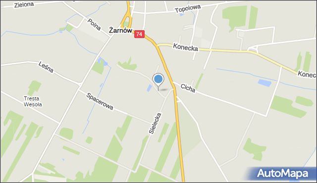 Żarnów powiat opoczyński, Krótka, mapa Żarnów powiat opoczyński