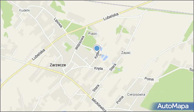 Zarzecze gmina Nisko, Krótka, mapa Zarzecze gmina Nisko