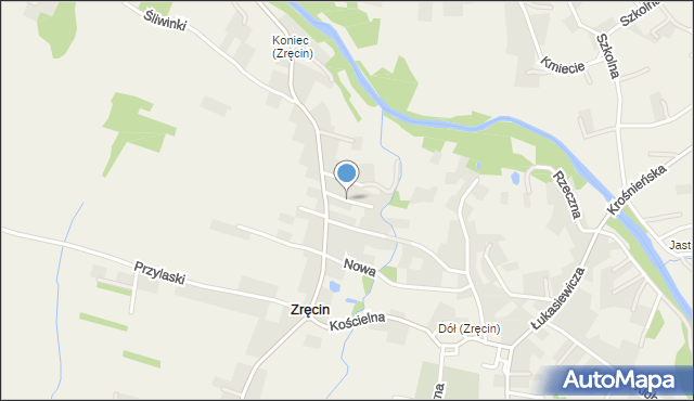 Zręcin, Krótka, mapa Zręcin