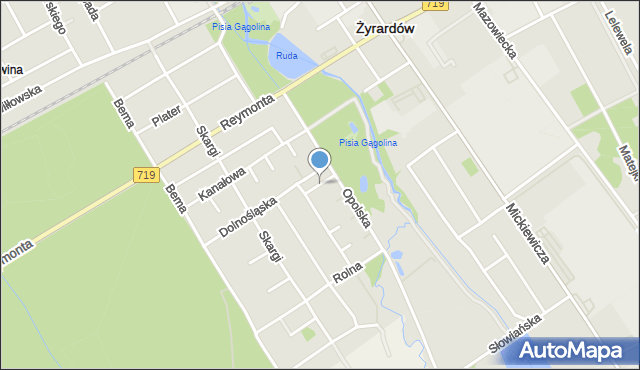 Żyrardów, Krakowska, mapa Żyrardów