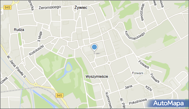 Żywiec, Krasińskiego, mapa Żywiec