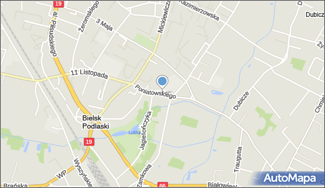 Bielsk Podlaski, Księcia Józefa Poniatowskiego, mapa Bielsk Podlaski