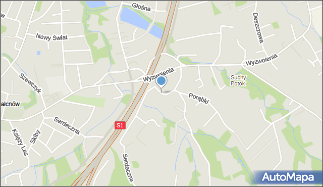 Bielsko-Biała, Księżycowa, mapa Bielsko-Białej