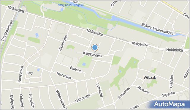 Bydgoszcz, Księżycowa, mapa Bydgoszczy