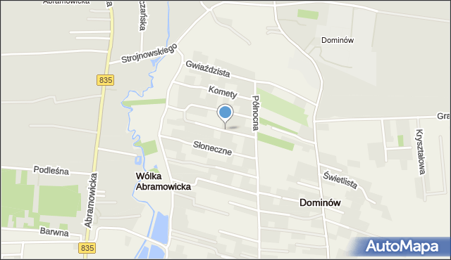 Dominów gmina Głusk, Księżycowa, mapa Dominów gmina Głusk