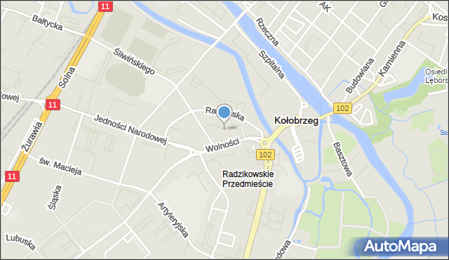 Kołobrzeg, Księcia Warcisława III, mapa Kołobrzegu