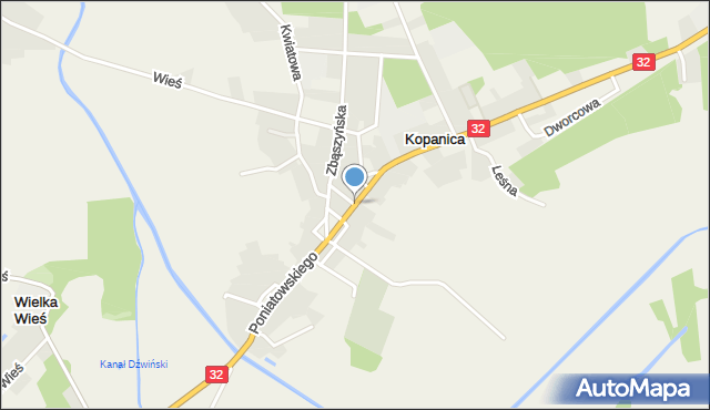 Kopanica gmina Siedlec, Księcia Józefa Poniatowskiego, mapa Kopanica gmina Siedlec