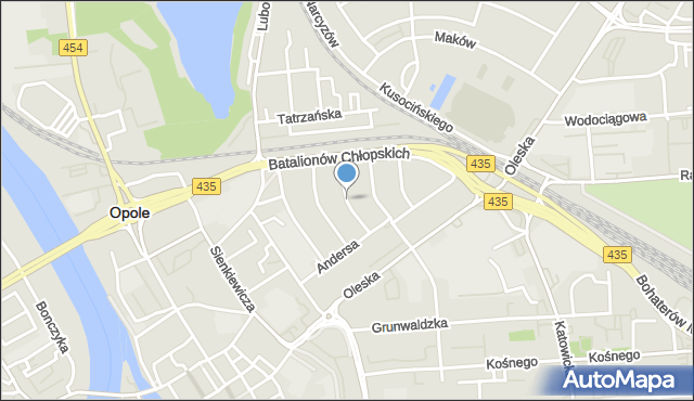 Opole, Księcia Józefa Poniatowskiego, mapa Opola