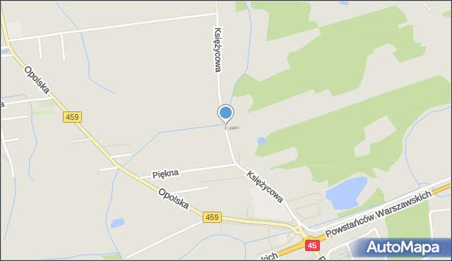 Opole, Księżycowa, mapa Opola