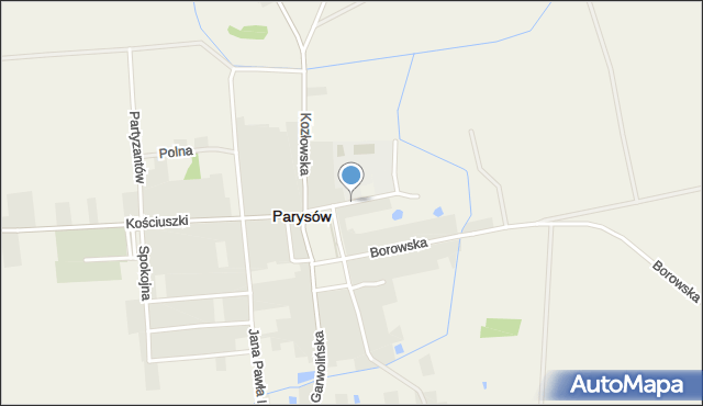 Parysów, Książęca, mapa Parysów