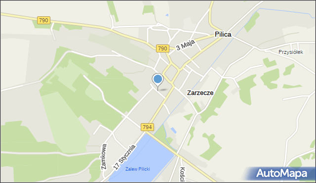 Pilica powiat zawierciański, Księżna, mapa Pilica powiat zawierciański