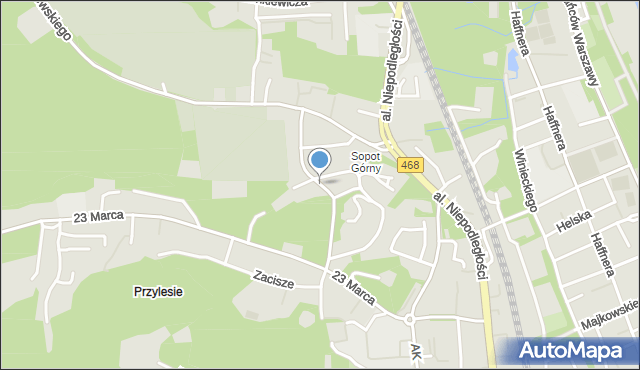 Sopot, Księżycowa, mapa Sopotu