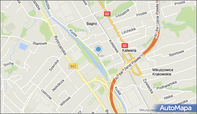 Bielsko-Biała, Kusia Jana, ks., mapa Bielsko-Białej