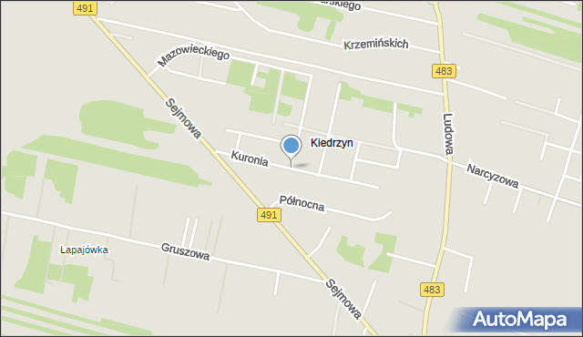 Częstochowa, Kuronia Jacka, mapa Częstochowy