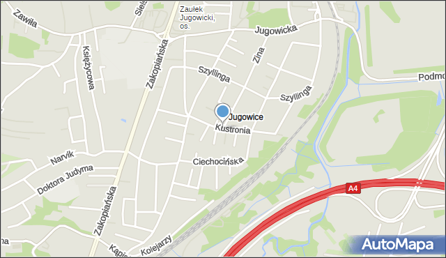 Kraków, Kustronia Józefa, mapa Krakowa