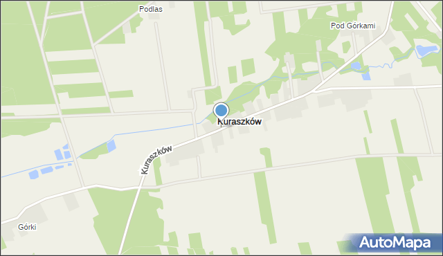 Kuraszków gmina Białaczów, Kuraszków, mapa Kuraszków gmina Białaczów