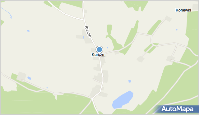 Kurcze gmina Czersk, Kurcze, mapa Kurcze gmina Czersk