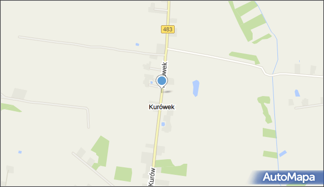 Kurówek gmina Zelów, Kurówek, mapa Kurówek gmina Zelów