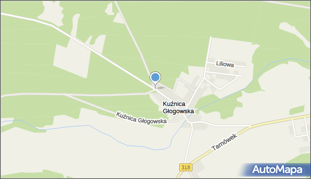 Kuźnica Głogowska, Kuźnica Głogowska, mapa Kuźnica Głogowska