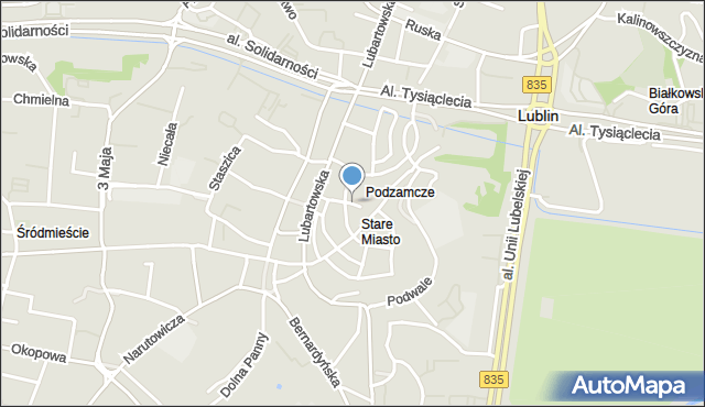 Lublin, Ku Farze, mapa Lublina