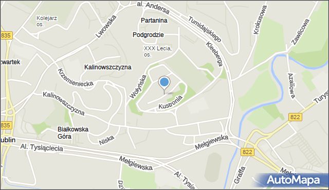 Lublin, Kustronia Józefa, mapa Lublina