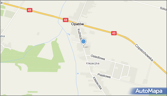 Opatów powiat kłobucki, Kuźniczka, mapa Opatów powiat kłobucki