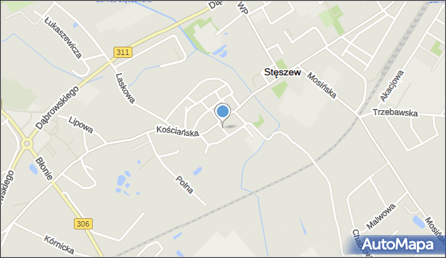 Stęszew, Kuśnierska, mapa Stęszew