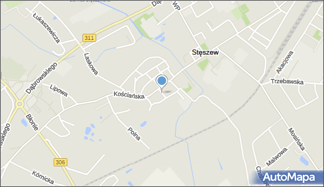 Stęszew, Kuśnierska, mapa Stęszew