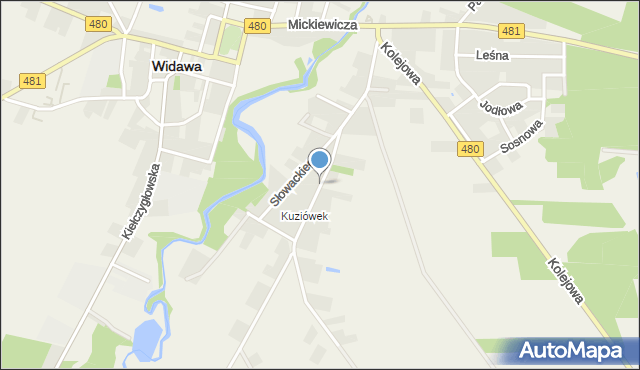 Widawa powiat łaski, Kuziówek, mapa Widawa powiat łaski