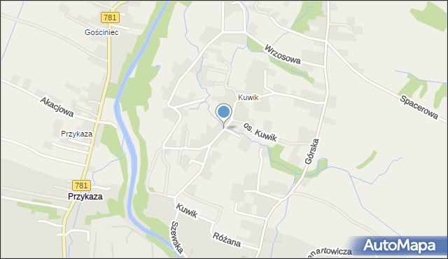 Wieprz powiat wadowicki, Kuwik, mapa Wieprz powiat wadowicki